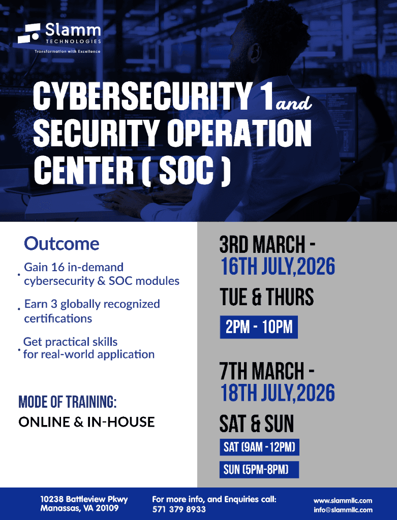 Cybersecurity & SOC Training Flyer